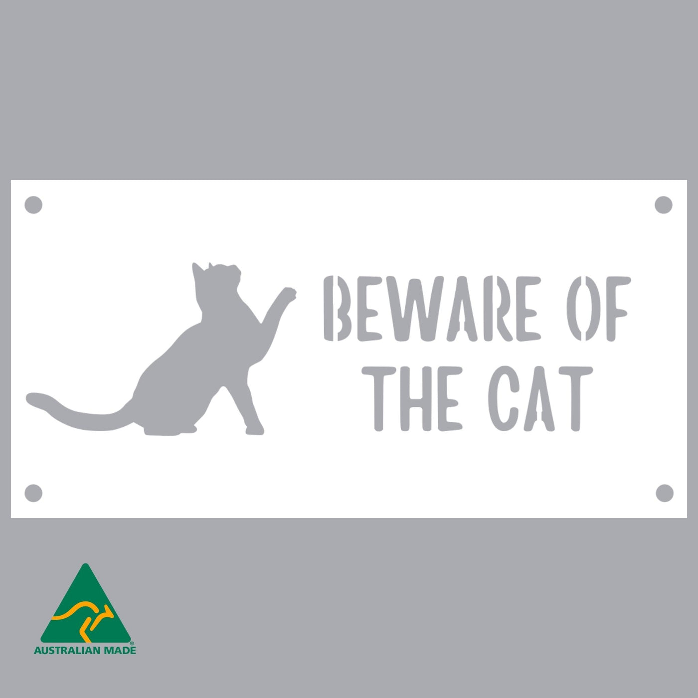 Peach Beware of the Cat Wall Sign | White Finish